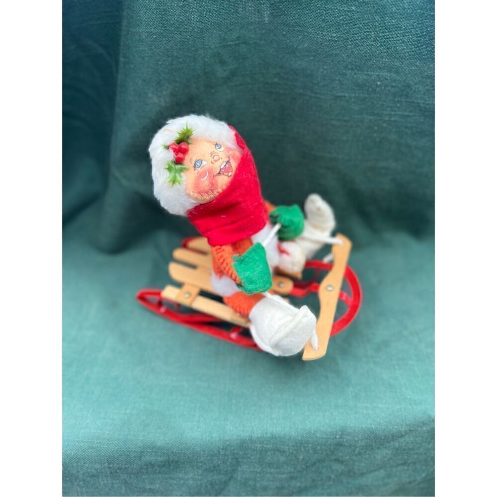 Annalee Doll Child Sledding with Red Scarf 7"